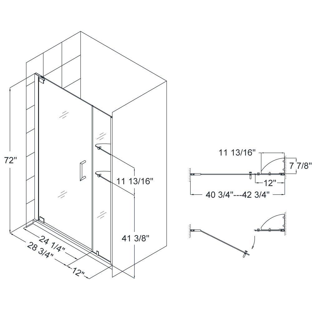 DreamLine Brushed Nickel 72 x 42-3/4 in. Frameless Pivot Shower Door 