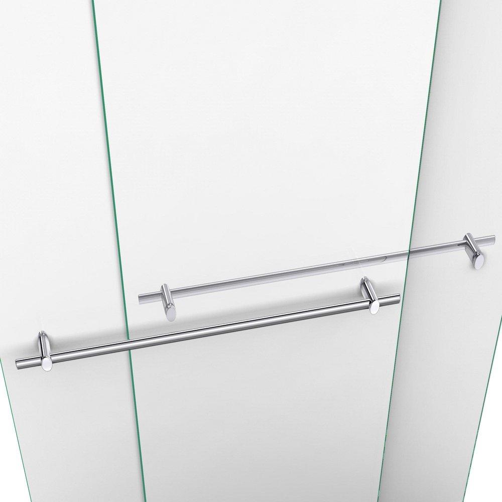 DreamLine Brushed Nickel/White 74-3/4 x 60 in. Semi-Framed Sliding Shower Door with Base Kit 