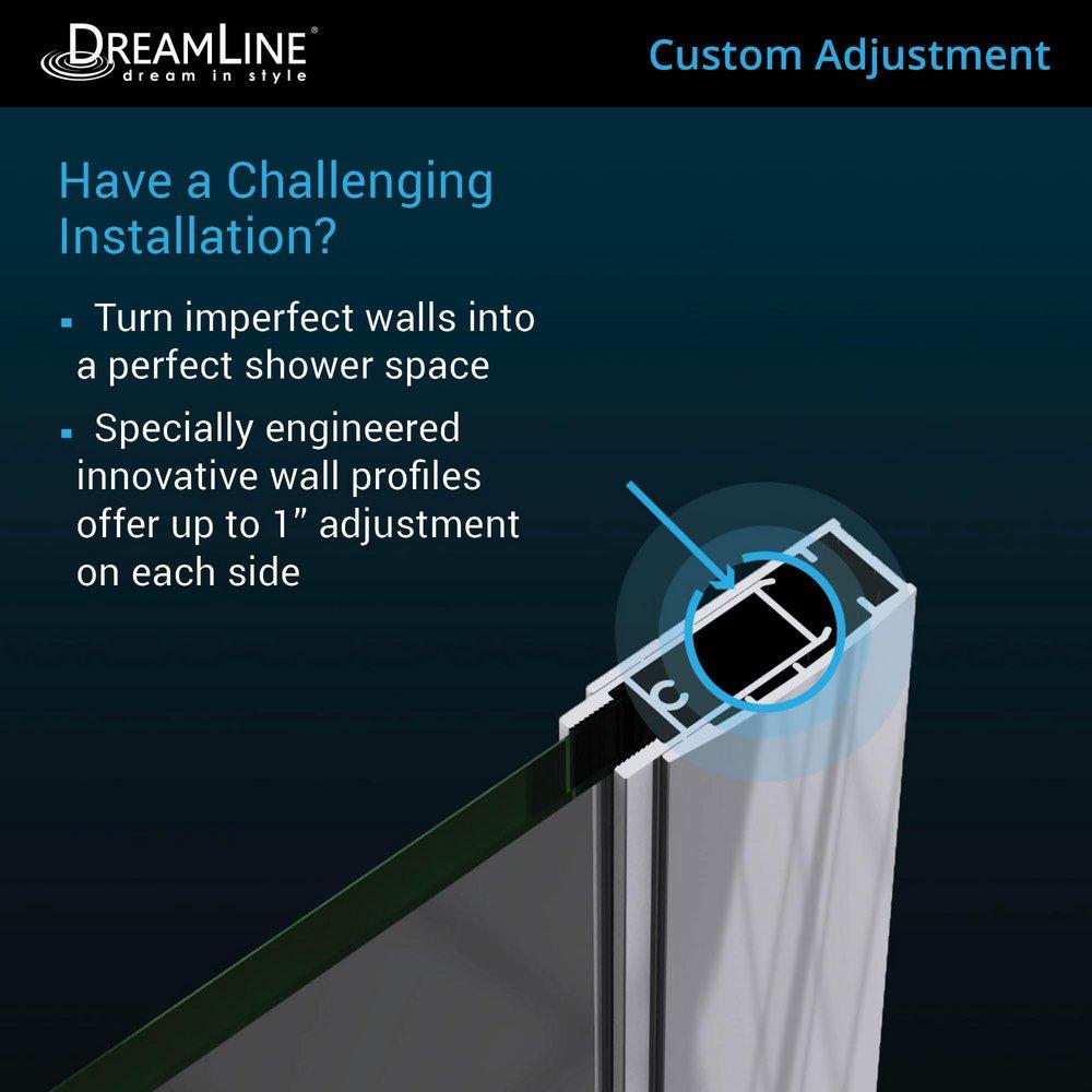 DreamLine Brushed Nickel 72 x 49-3/4 in. Frameless Pivot Shower Door 