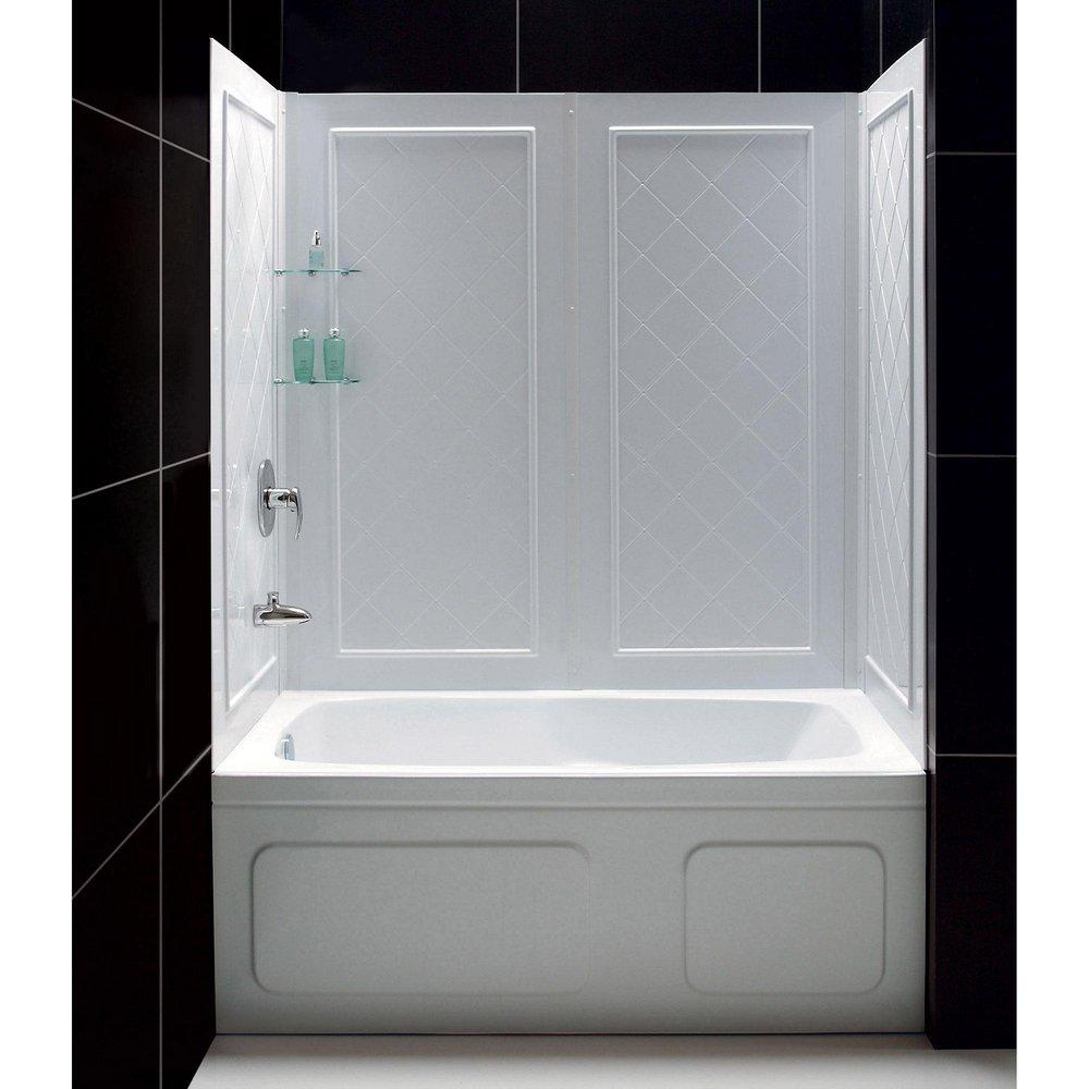 DreamLine Brushed Nickel/White 60 in. Tub & Shower Door 