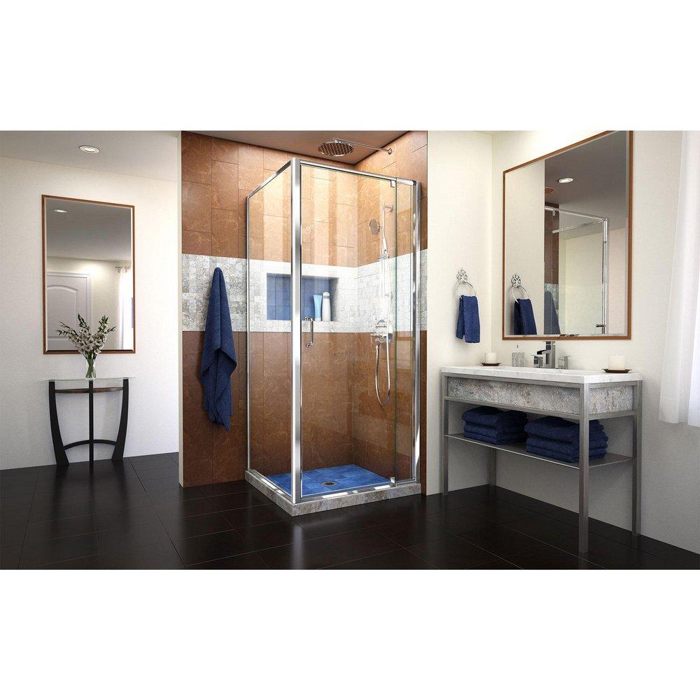 DreamLine Chrome 72 x 32-7/16 in. Semi-Framed Pivot Shower Enclosure 