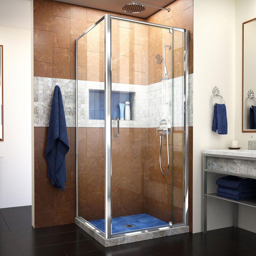 DreamLine Chrome 72 x 32-7/16 in. Semi-Framed Pivot Shower Enclosure 