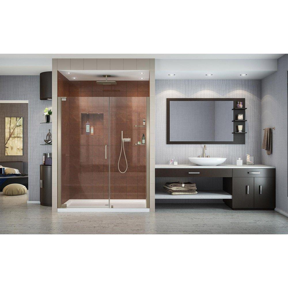 DreamLine Brushed Nickel 72 x 54-3/4 in. Frameless Pivot Shower Door 