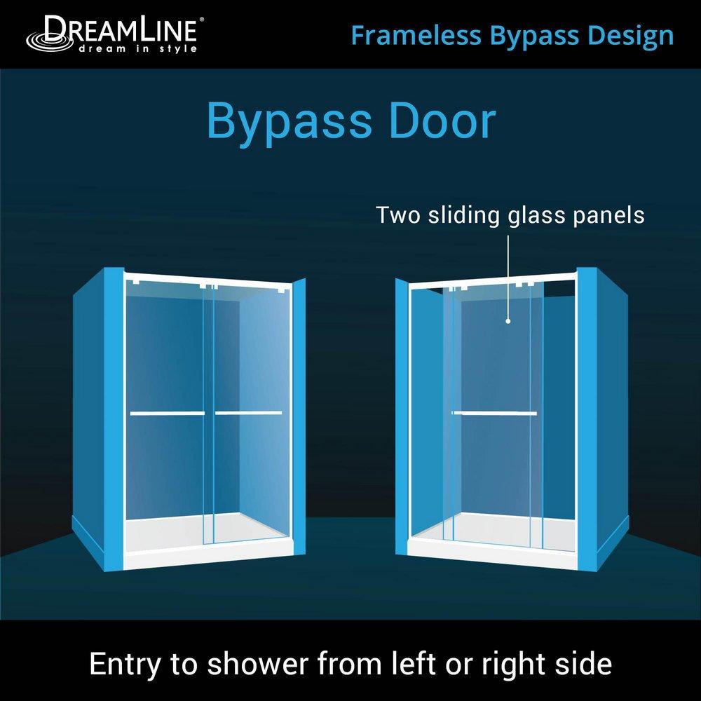 DreamLine Chrome/Black 78-3/4 x 48 in. Semi-Framed Sliding Shower Door with Base Kit 