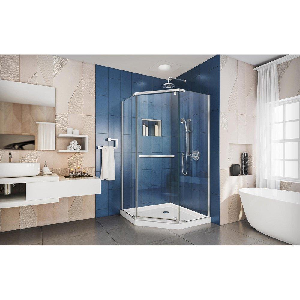 DreamLine Chrome 38 x 38 in. Frameless Pivot Shower Enclosure with Clear Glass 