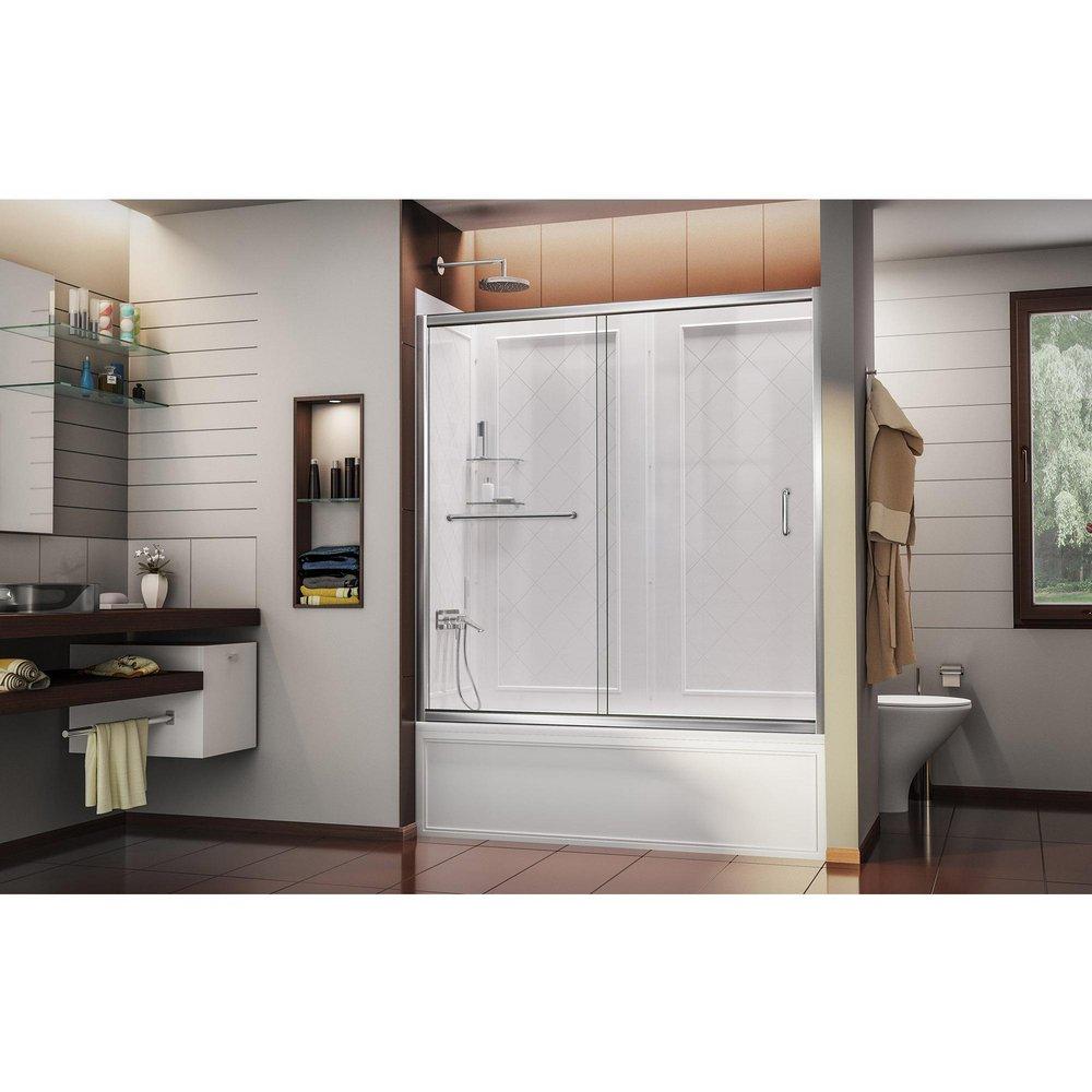 DreamLine Chrome/White 60 in. Tub & Shower Door 