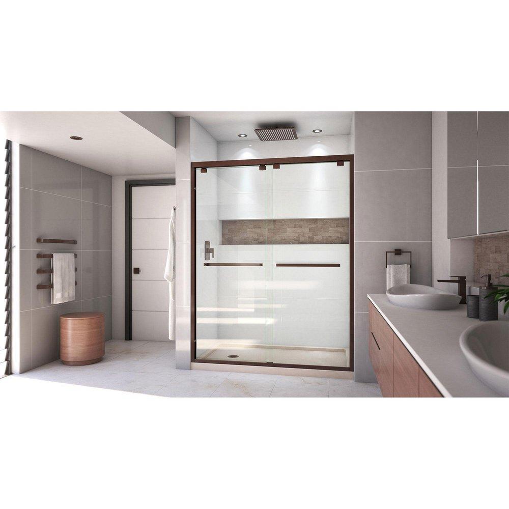 DreamLine Oil Rubbed Bronze/Biscuit 78-3/4 x 60 in. Semi-Framed Sliding Shower Door with Base Kit 