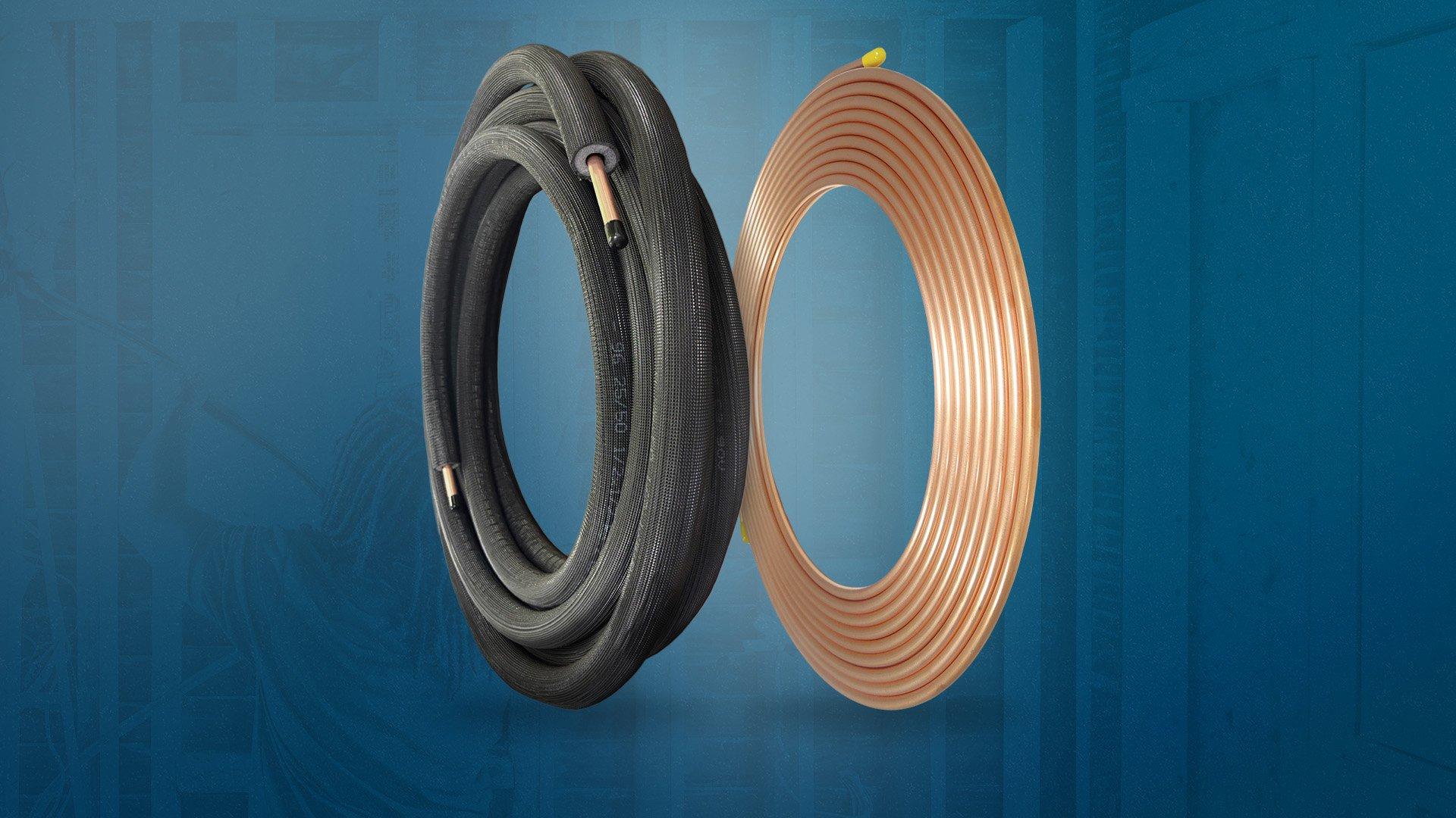 Two Ferguson Line set coils on a blue background.