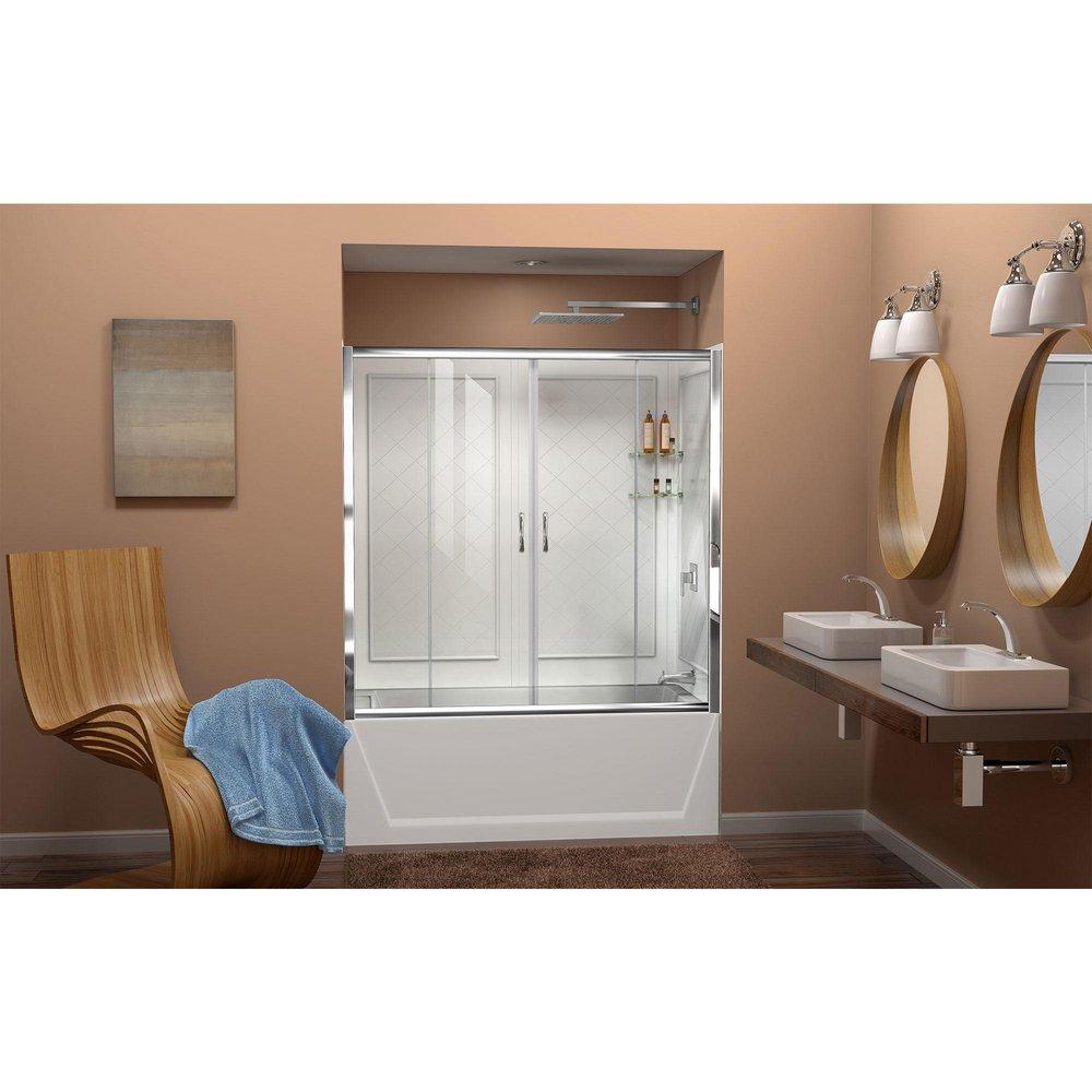 DreamLine Chrome/White 60 in. Tub & Shower Door 