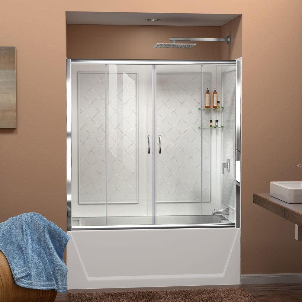 DreamLine Chrome/White 60 in. Tub & Shower Door 