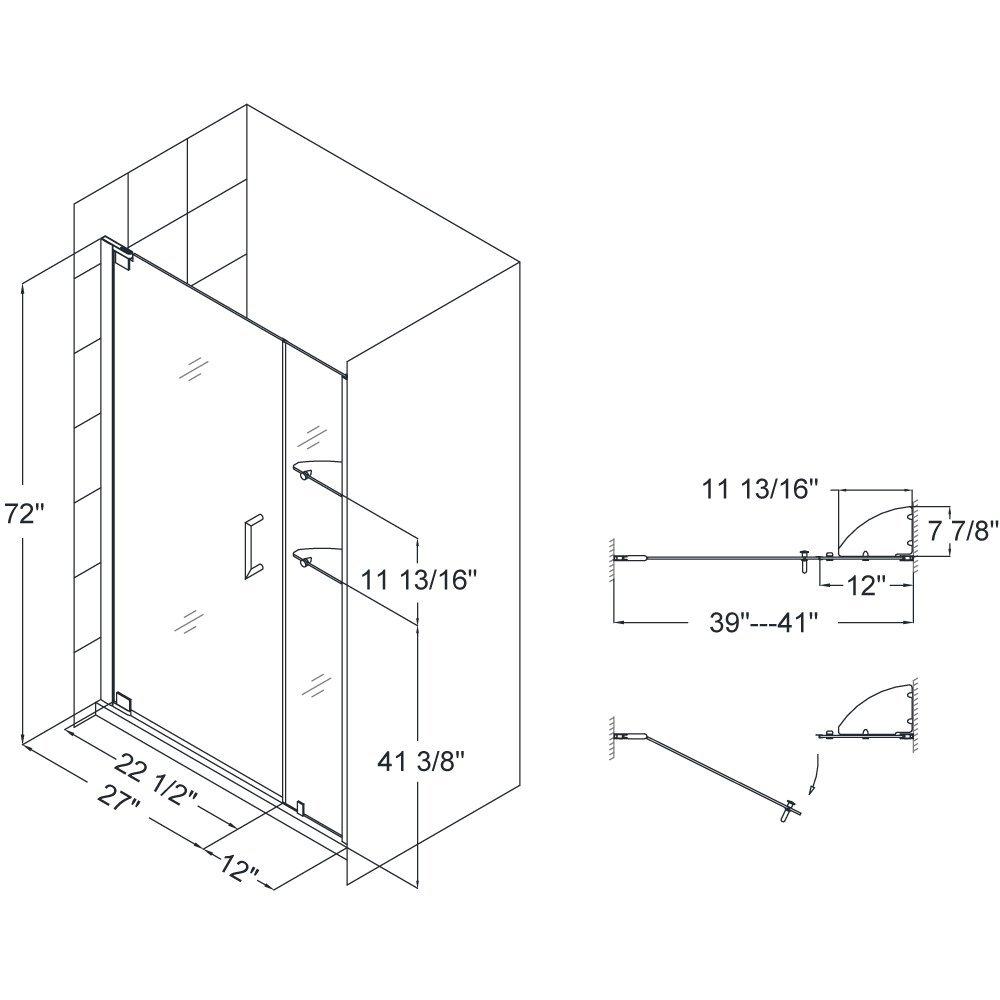 DreamLine Oil Rubbed Bronze 72 x 41 in. Frameless Pivot Shower Door 