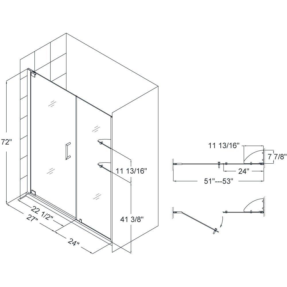 DreamLine Oil Rubbed Bronze 72 x 53 in. Frameless Pivot Shower Door 