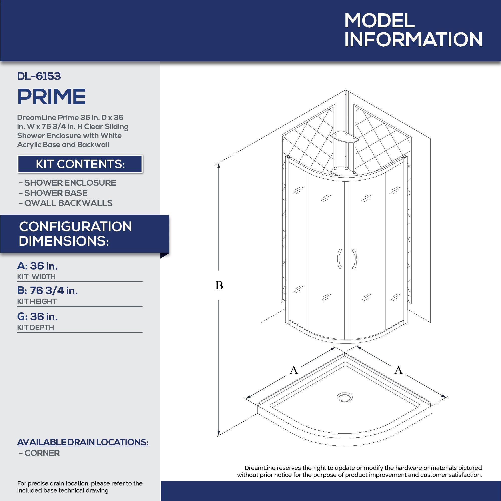 DreamLine Chrome 36 x 36 x 76-3/4 in. Corner Shower Unit 