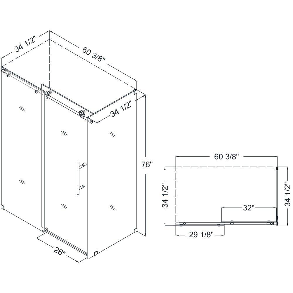 DreamLine Tuxedo 76 x 34-1/2 in. Frameless Sliding Shower Door 