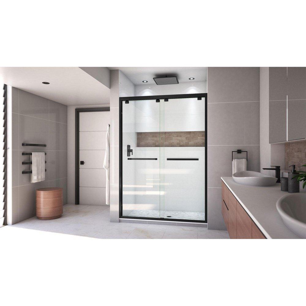 DreamLine Satin Black 76 x 54 in. Semi-Framed Sliding Shower Door 