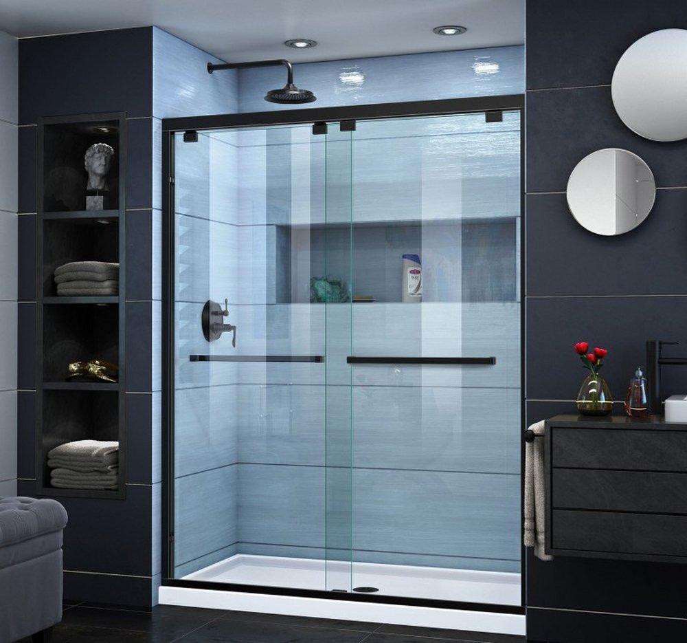 DreamLine Satin Black 60 in. Semi-Frameless Bypass Shower Door with Clear Glass 