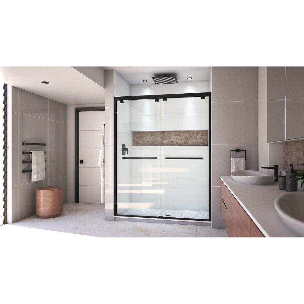 DreamLine Satin Black 60 in. Semi-Frameless Bypass Shower Door with Clear Glass 
