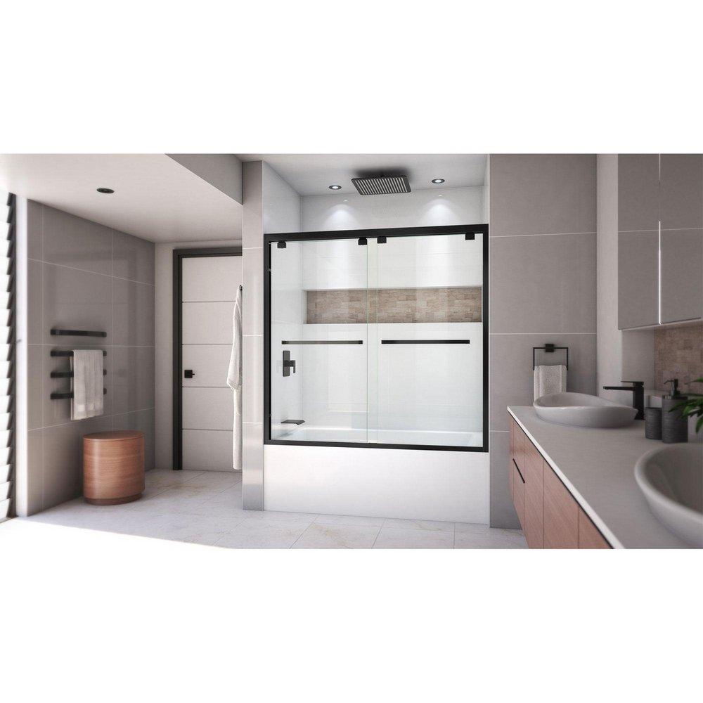 DreamLine Satin Black 58 in. Tub & Shower Door 
