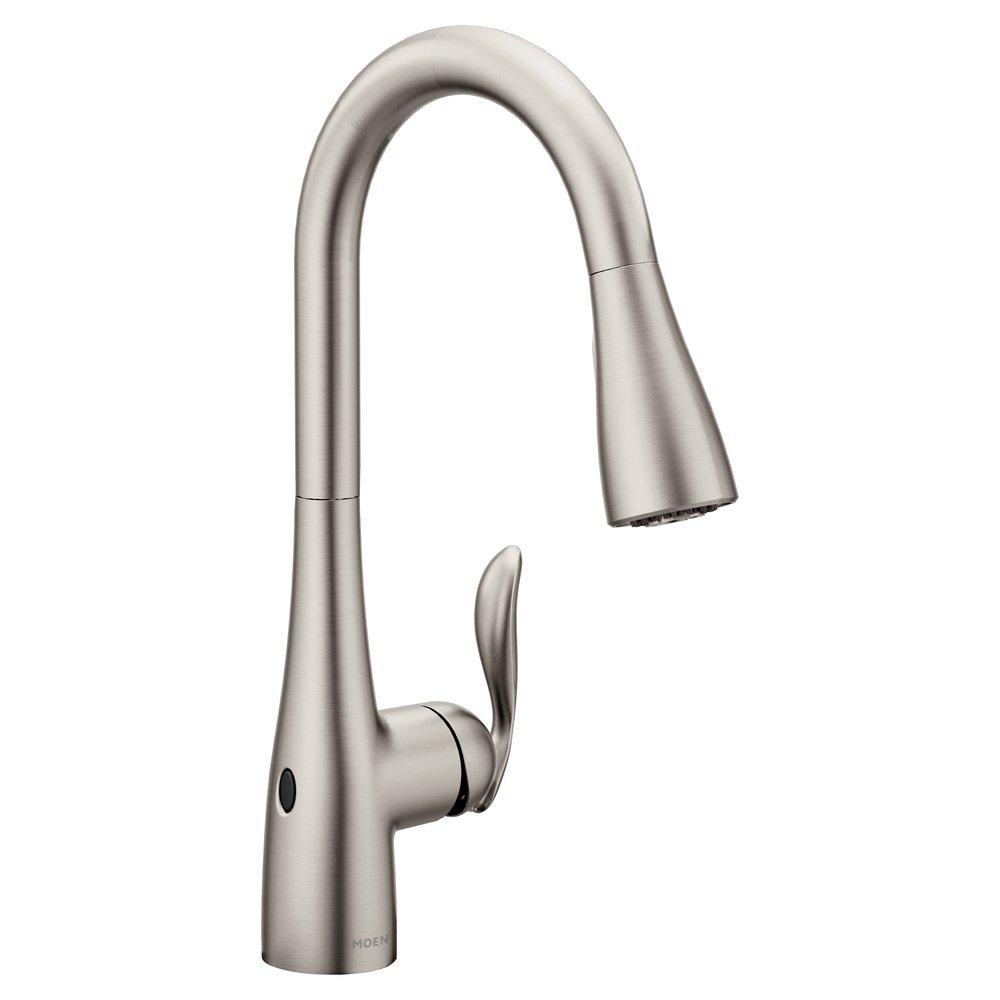 Moen Spot Resist&trade; Stainless Single Handle Pull Down Touchless Kitchen Faucet with Power Clean, Reflex and MotionSense Wave Technology 