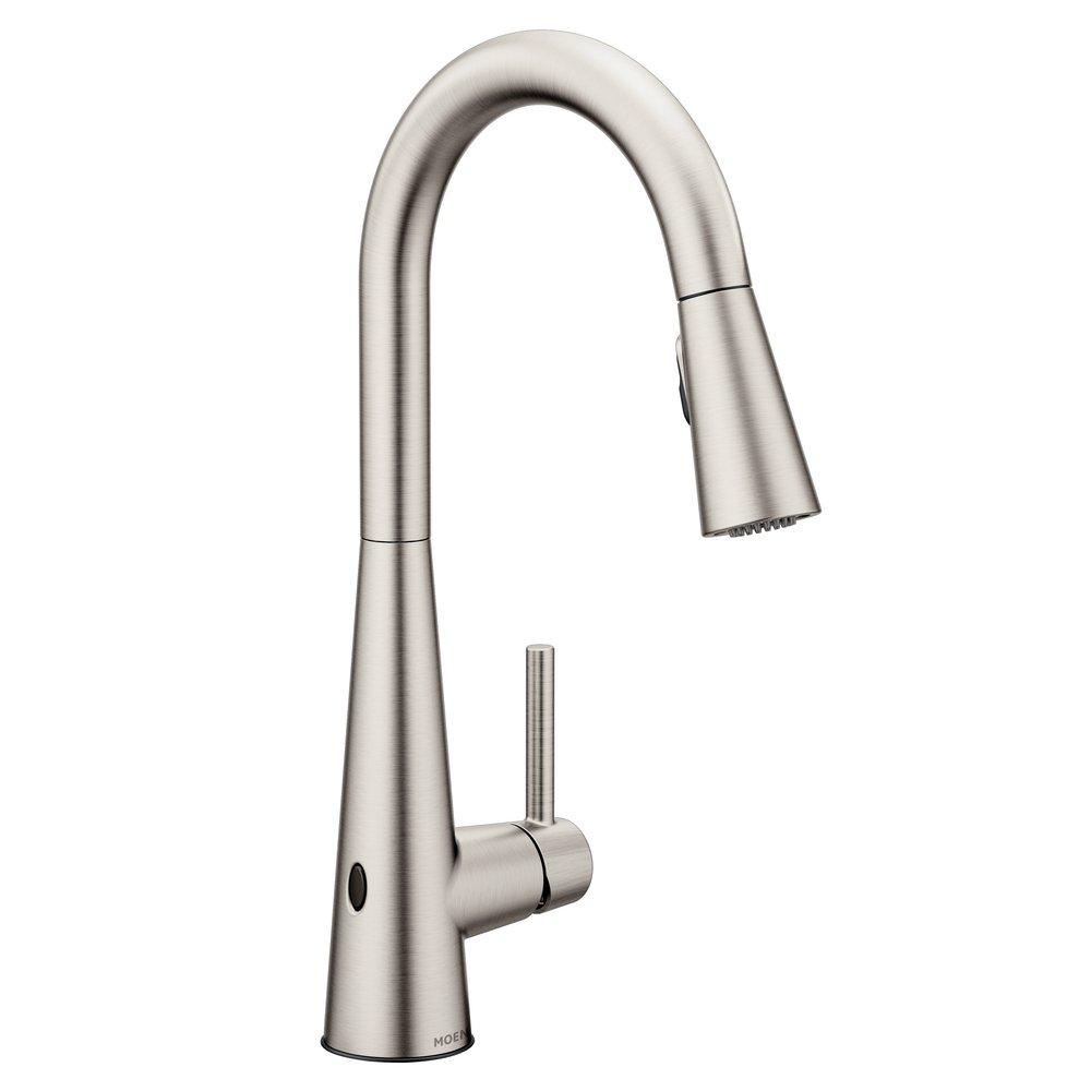 Moen Spot Resist&trade; Stainless Single Handle Pull Down Touchless Kitchen Faucet with Power Clean, Reflex and MotionSense Wave Technology 