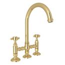 1-Hole Kitchen Sink Faucet with Double Cross Handle in Unlacquered Brass