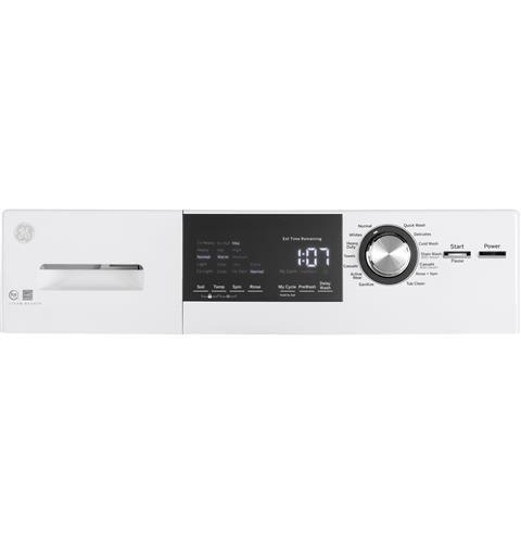 GE&reg; White on White 25-5/8 in. 2.4 cu. ft. Electric Front Load Washer 
