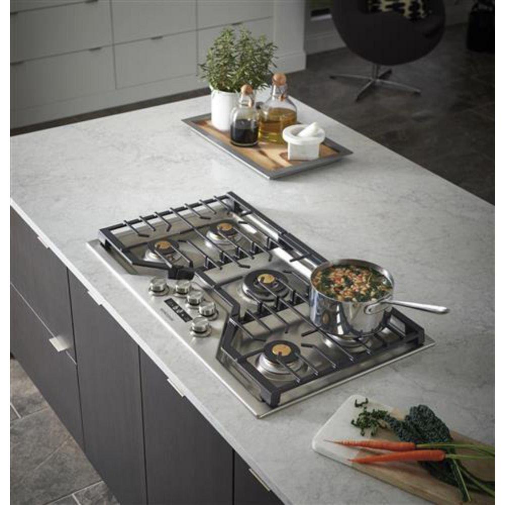 Monogram&reg; Stainless Steel 5-Burner 20000 BTU Sealed Electric and Gas Cooktop 