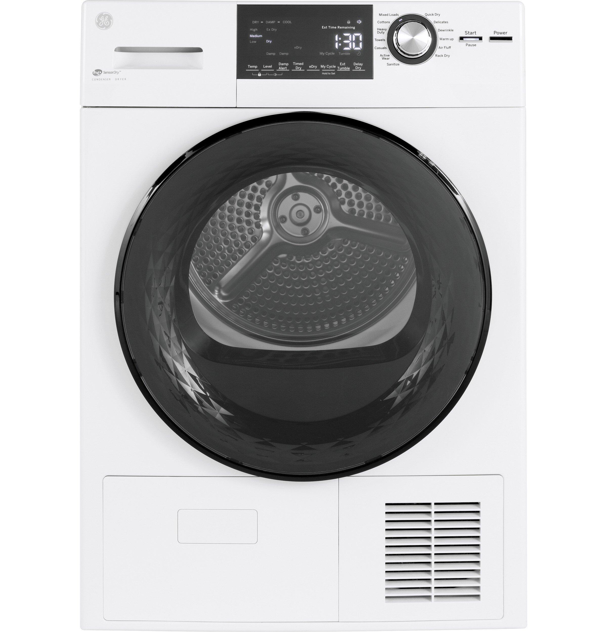 GE&reg; White 23-7/16 in. 4.1 cu. ft. Electric Dryer 