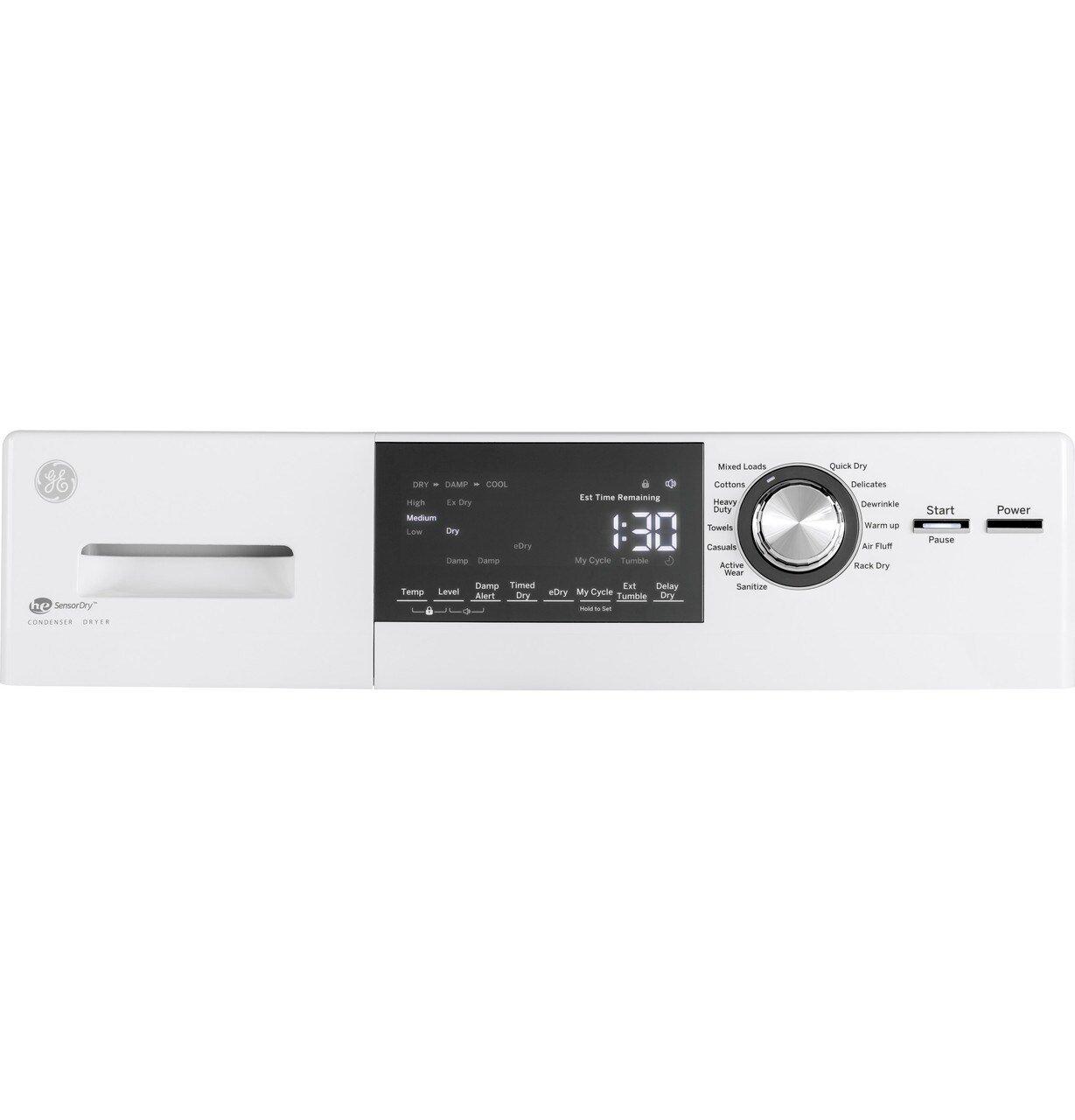 GE&reg; White 23-7/16 in. 4.1 cu. ft. Electric Dryer 