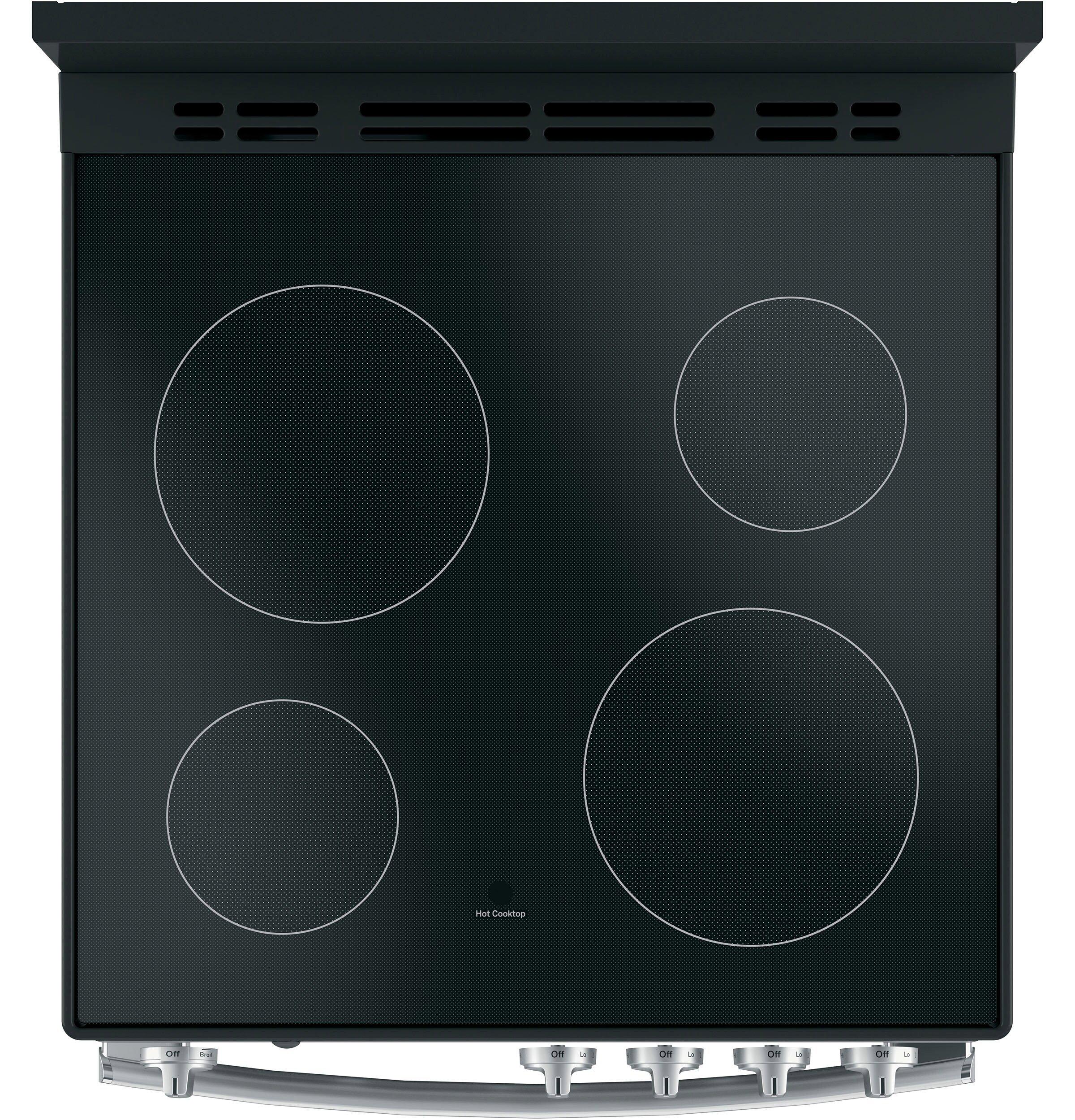 GE&reg; Stainless Steel 23-7/8 in. Electric 4-Burner Smoothtop Freestanding Range 