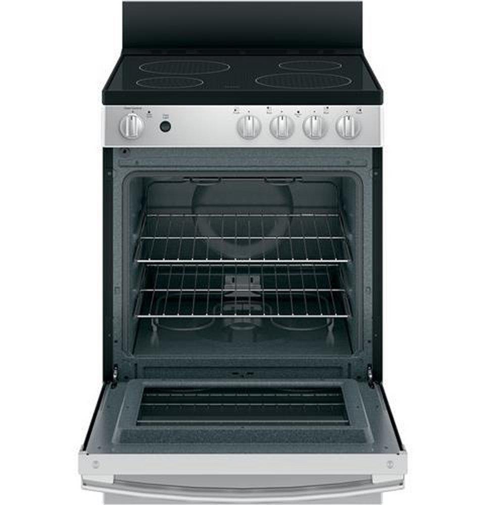 GE&reg; Stainless Steel 23-7/8 in. Electric 4-Burner Smoothtop Freestanding Range 