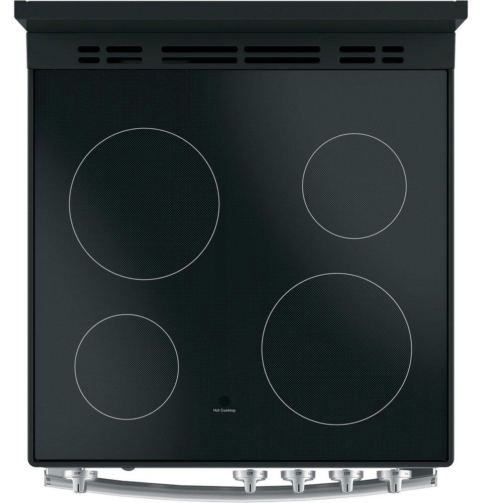 GE&reg; Stainless Steel 23-7/8 in. Electric 4-Burner Smoothtop Freestanding Range 