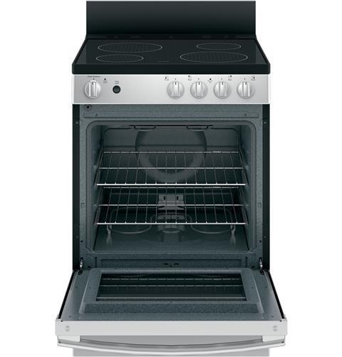 GE&reg; Stainless Steel 23-7/8 in. Electric 4-Burner Smoothtop Freestanding Range 