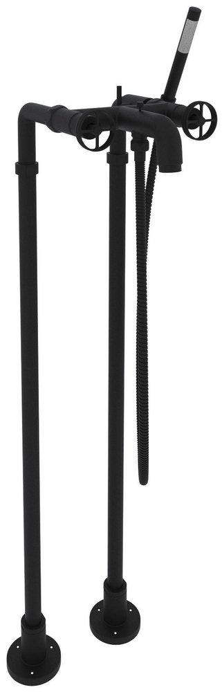 ROHL&reg; Matte Black Two Handle Wheel Floor Mount Filler 