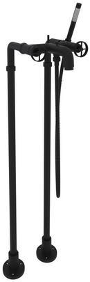 ROHL&reg; Matte Black Two Handle Wheel Floor Mount Filler 