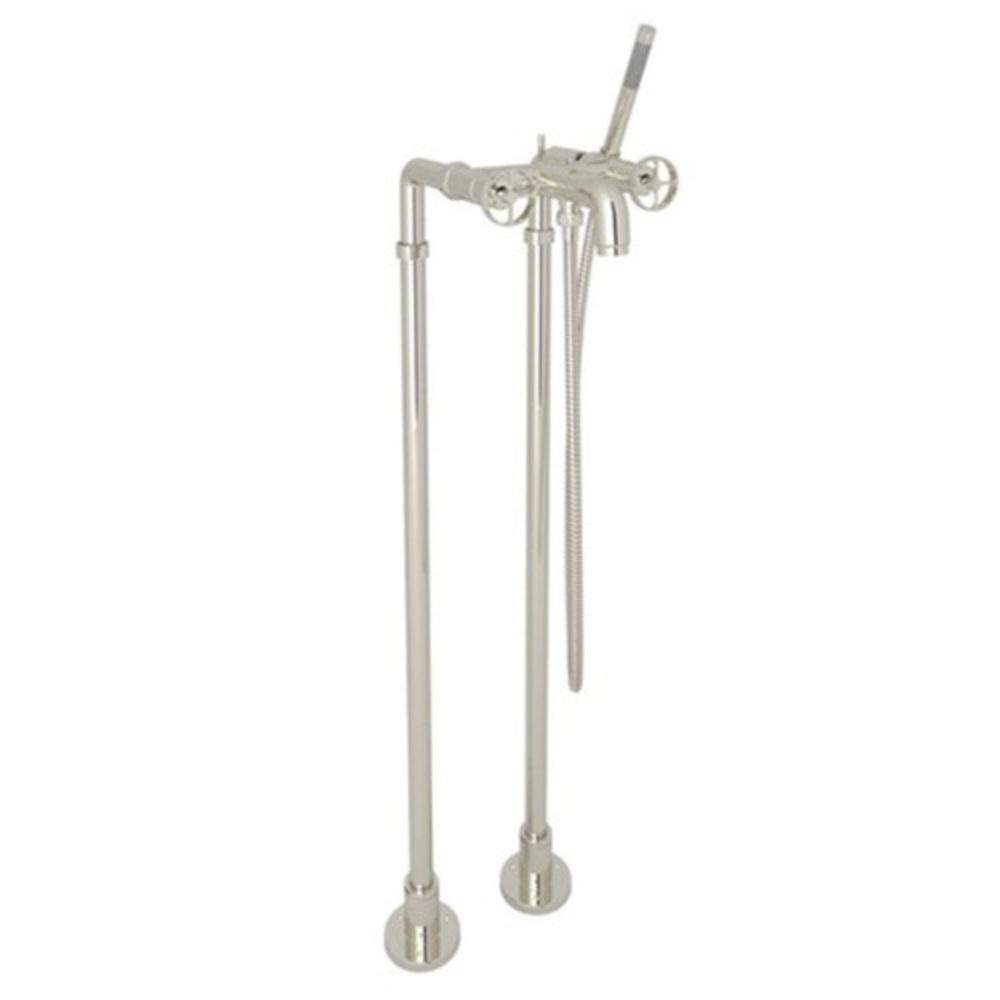ROHL&reg; Polished Nickel 6.6 gpm Floor Mount Exposed Tub Filler with Double-Handle 