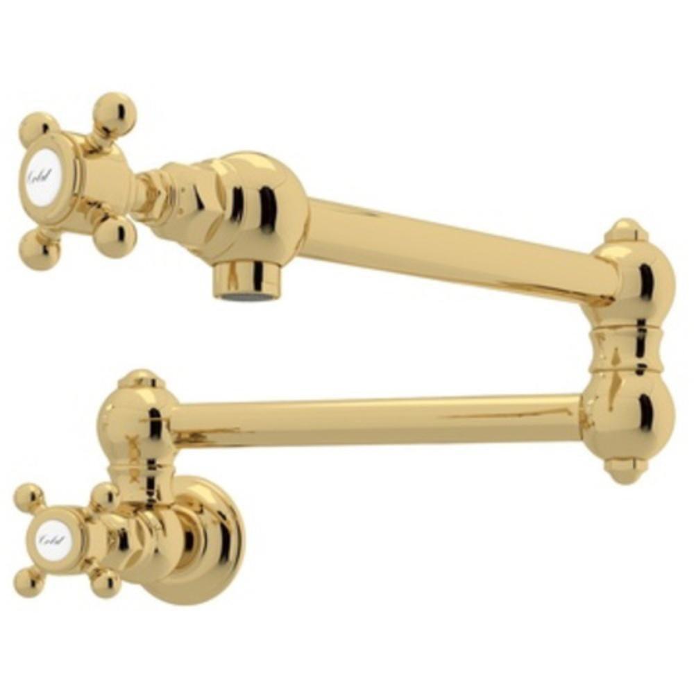 ROHL&reg; Unlacquered Brass Two Handle Cross Handle Pot Filler 