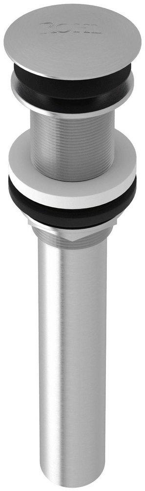 ROHL&reg; Satin Nickel ROHL TOUCH SEAL DOME DRAIN ASSEMBLY NON SLOTTED WITHOUT OVERFLOW HOLES IN SATIN NICKEL WITH 6 TAILPIECE ROHL LOGO ON THE FACE AND STANDARD 2 1/8 DIAMETER FLANGE 