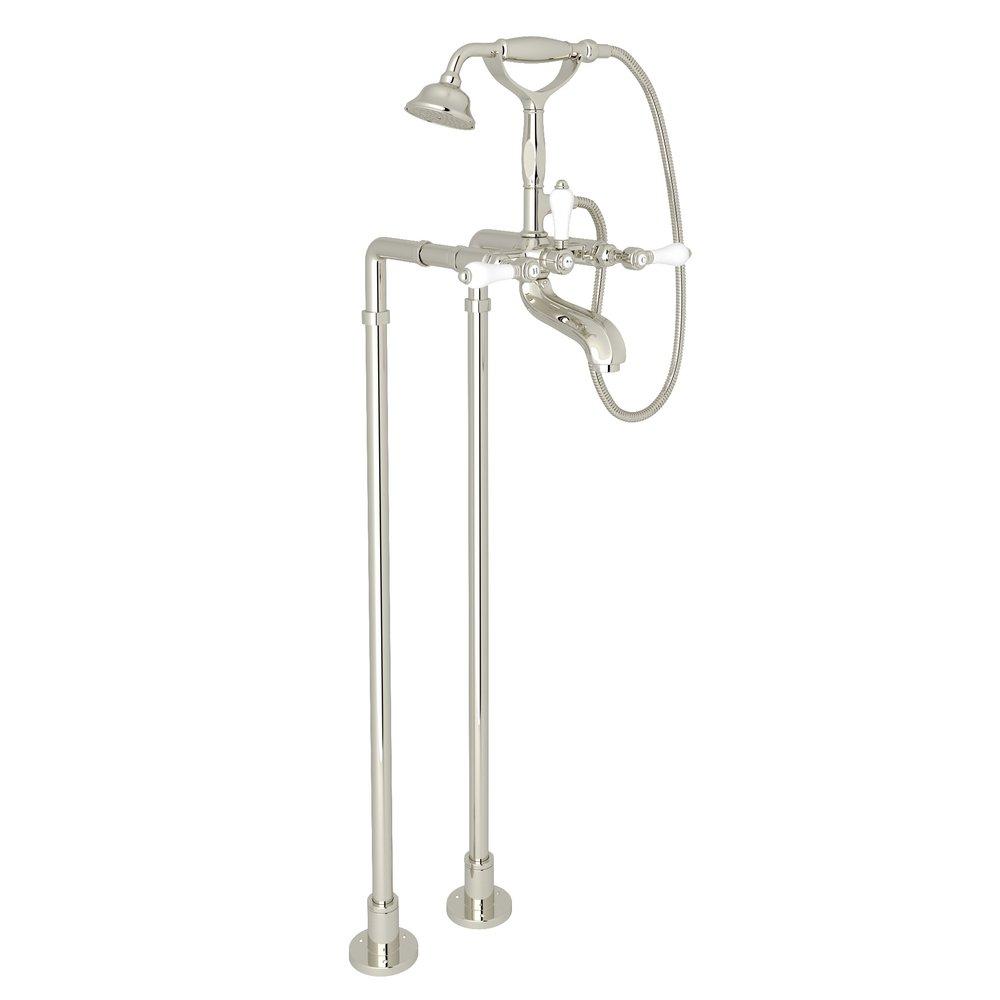 ROHL&reg; Polished Nickel Three Lever Handle Floor Mount Filler 