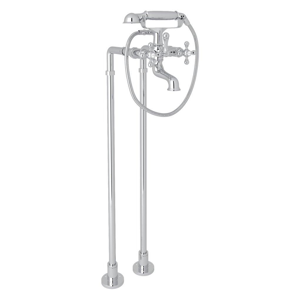 ROHL&reg; Polished Chrome Two Cross Handle Floor Mount Filler 