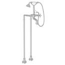 Floor Mount Tub Filler with Metal Triple Cross Handle and Hand Shower in Polished Chrome