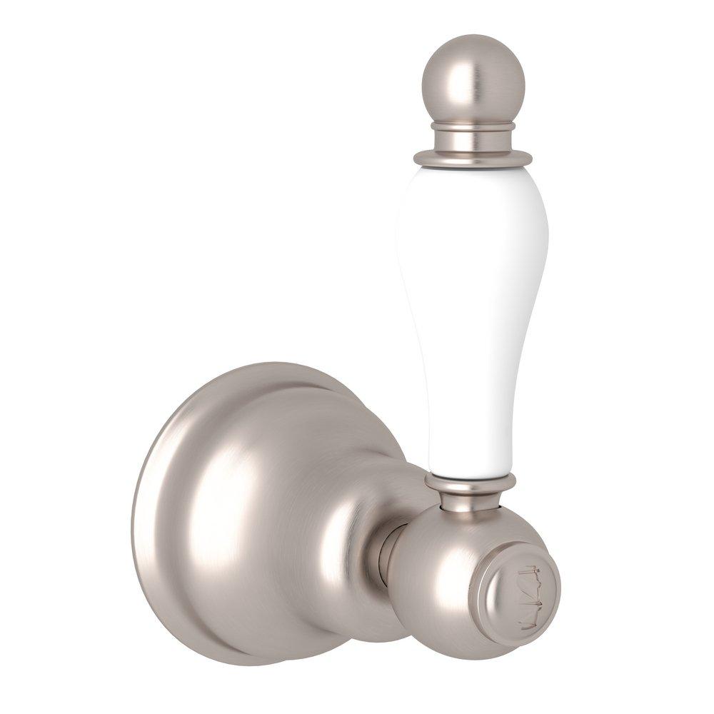 ROHL ARCANA TRIM SET ONLY FOR THE UNIVERSAL VOLUME CONTROL AND 1/2 THERMOSTATIC VALVE IN SATIN NICKEL WITH ORNATE PORCELAIN LEVER 