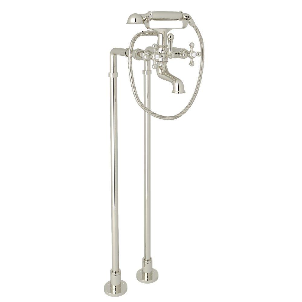 ROHL&reg; Polished Nickel Two Cross Handle Floor Mount Filler 