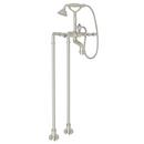 Floor Mount Tub Filler with Crystal Triple Lever Handle and Hand Shower in Polished Nickel