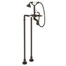 ROHL® Tuscan Brass Floor Mount Tub Filler with Porcelain Triple Lever Handle and Hand Shower
