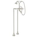 ROHL&reg; Polished Nickel Floor Mount Tub Filler with Porcelain Triple Lever Handle and Hand Shower 