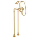 ROHL® Inca Brass Floor Mount Tub Filler with Metal Triple Cross Handle and Hand Shower