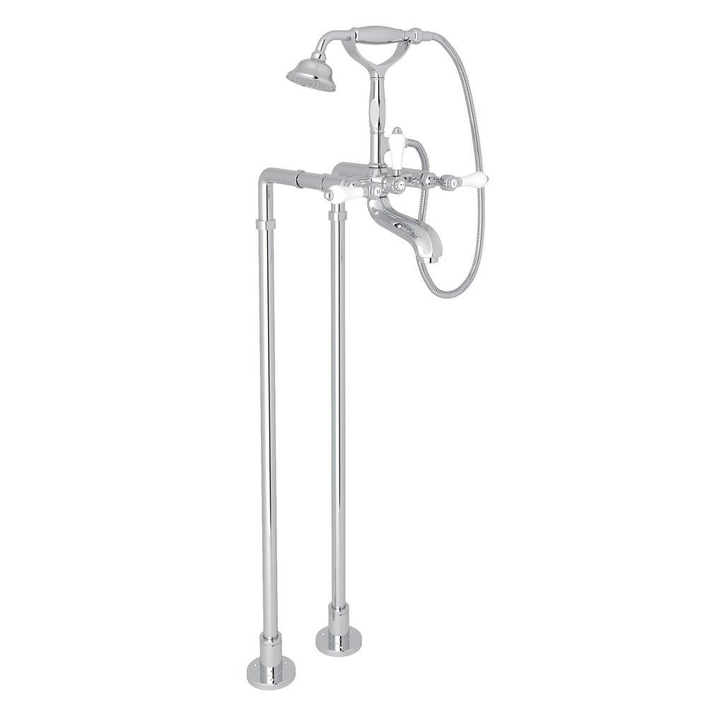 ROHL&reg; Polished Chrome Three Lever Handle Floor Mount Filler 