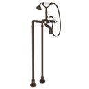 ROHL® Tuscan Brass Floor Mount Tub Filler with Metal Triple Cross Handle and Hand Shower