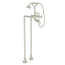 ROHL&reg; Polished Nickel Floor Mount Tub Filler with Metal Triple Cross Handle and Hand Shower 